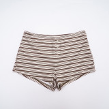 Stripe Print Long Sleeve Two Piece Shorts Set GSZM-C25ST350