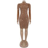 Hot Drill Mesh See Through Mini Dress BY-7591