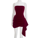 Solid Color Velour Tube Top Dress GSZM-D25DS505