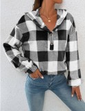 Plaid Hooded Casual Top GYOU-CX092801