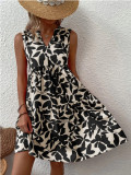 Plus Size Fashion Loose V-Neck Print Dress GYOU-CX30222