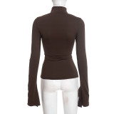 Solid Color Square Neck Tops GSZM-D25TP489