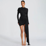 Long Sleeve Solid Color Mini Dress GSZM-C25DS370