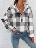 Plaid Hooded Casual Top GYOU-CX092801