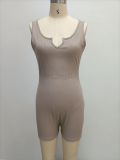 Solid Color Casual Ribbed Slim Rompers GYOU-CX20408