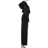 Letter Hot Drill Hooded Sweatshirt Two Piece Pants Set XEF-K25S84561