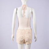 Sexy Halterneck Backless Top Two Piece Shorts Set GFRT-42319SBC