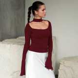 Solid Color Square Neck Tops GSZM-D25TP489
