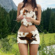 Plush Print Wrap Chest Tops Two Piece Skirt Set GFRT-32712SBY