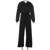 Letter Hot Drill Hooded Sweatshirt Two Piece Pants Set XEF-K25S84561