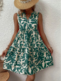 Plus Size Fashion Loose V-Neck Print Dress GYOU-CX30222