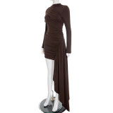 Long Sleeve Solid Color Mini Dress GSZM-C25DS370