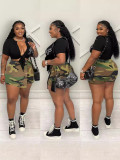 Camouflage Print Irregular Mini Culottes GXHF-X0326688