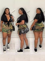 Camouflage Print Irregular Mini Culottes GXHF-X0326688