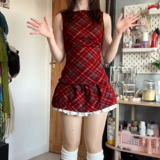 Plaid Print Sleeveless Mini Dress GWEN-JWKD46298