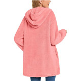 Plush Hooded Button Pocket Casual Coats GYOU-CX826