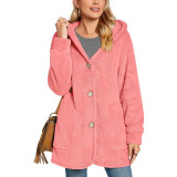 Plush Hooded Button Pocket Casual Coats GYOU-CX826