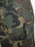 Camouflage Print Holes Wide Leg Fifth Pants SH-391450