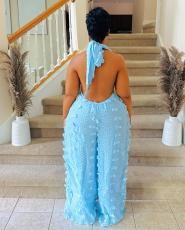 Halterneck V Neck Loose Jumpsuit GXHF-M80623