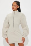 Solid Color Long Sleeve Tight Mini Dress GXHF-M81010