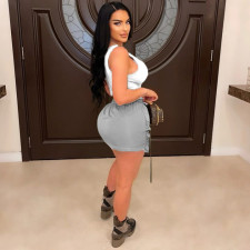 Solid Color Multi-pockets Mini Skirt GXHF-M80303