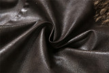 Fur Patchwork Leather V Neck Coat DLSF-K25L85062