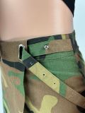Camouflage Print Irregular Mini Culottes GXHF-X0326688