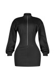 Solid Color Long Sleeve Tight Mini Dress GXHF-M81010