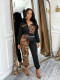 Leopard Color Block Coat Two Piece Pant Set CM-9538