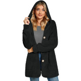 Plush Hooded Button Pocket Casual Coats GYOU-CX826
