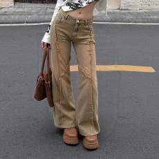 Vintage Frayed-edge Straight Jeans GWEN-JWKP46157