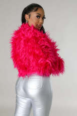 Solid Color Long Sleeve Plush Coat GXHF-M81016