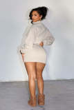 Solid Color Long Sleeve Tight Mini Dress GXHF-M81010