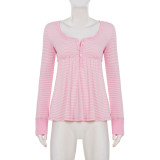 Stripe Long Sleeve T Shirt GWEN-JWJT45477