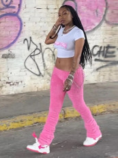 Solid Color Plush Tight Flare Pants GXHF-X1126821