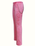 Solid Color Plush Tight Flare Pants GXHF-X1126821