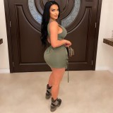 Solid Color Multi-pockets Mini Skirt GXHF-M80303