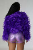Solid Color Long Sleeve Plush Coat GXHF-M81016