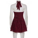Sleeveless Backless Halterneck Mini Dress GWEN-JWKD46330