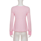 Stripe Long Sleeve T Shirt GWEN-JWJT45477