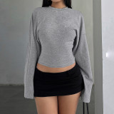 Solid Color Long Sleeve T Shirts GWEN-JWFT38497
