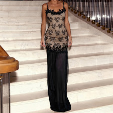 Lace Patchwork See Through Mesh Maxi Dress GWEN-JWJD45521