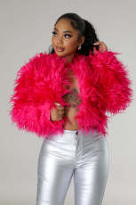 Solid Color Long Sleeve Plush Coat GXHF-M81016