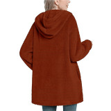 Plush Hooded Button Pocket Casual Coats GYOU-CX826
