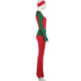 Christmas Long-Sleeve Color-Block T-Shirt and Pants Two-Piece Set GSLF-K25S87836
