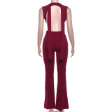 Sleeveless Deep V Neck Hollow Out Jumpsuit GZJQ-K25Q85957