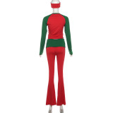 Christmas Long-Sleeve Color-Block T-Shirt and Pants Two-Piece Set GSLF-K25S87836