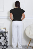 Solid Color Short Sleeve Irregular Tops XHXF-475