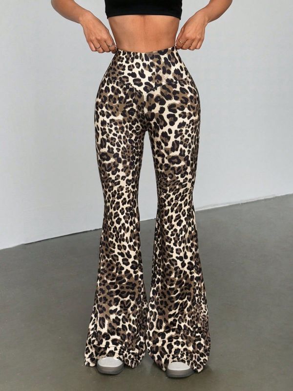 Leopard Print Casual Flare Pants GYXN-73389