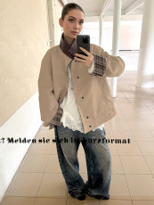 Stand Collar Contrast Color Plaid Print Coat GYXN-204534